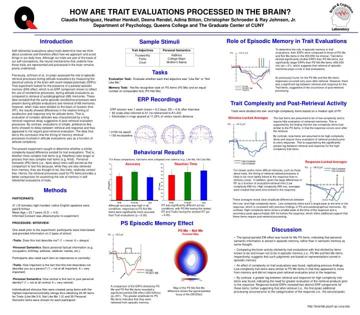 how are trait evaluations processed in the brain