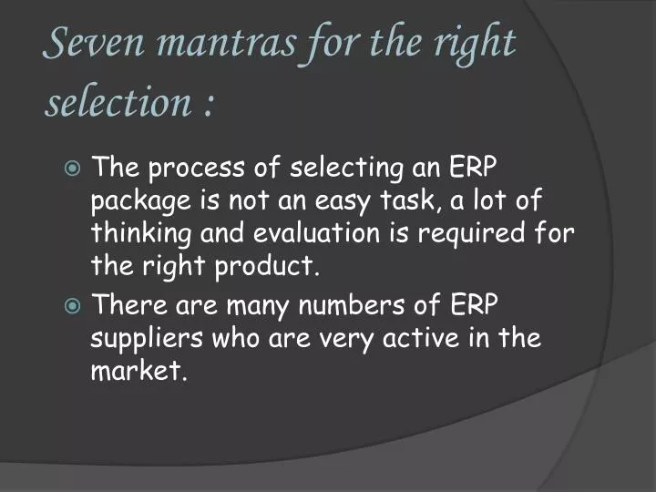 seven mantras for the right selection