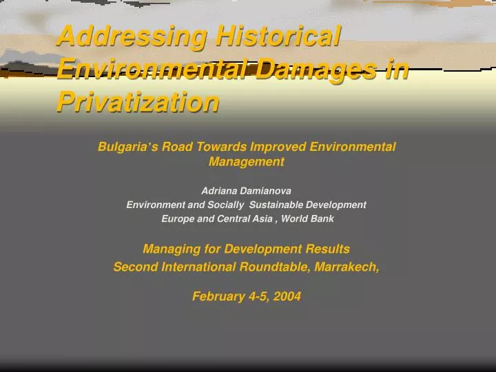 addressing historical environmental damages in privatization