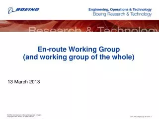 En-route Working Group (and working group of the whole)