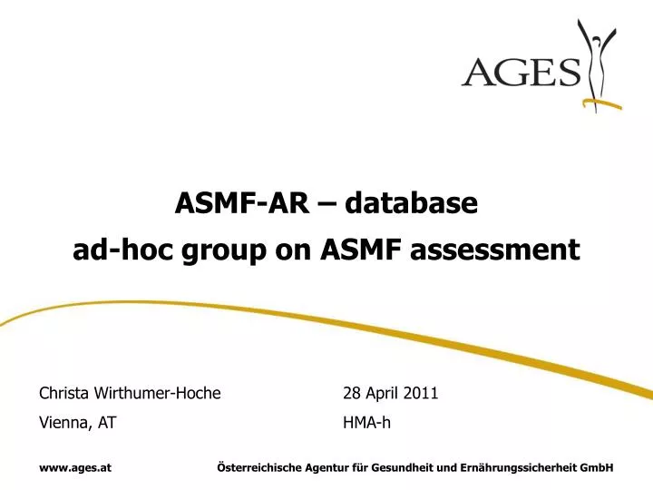 asmf ar database ad hoc group on asmf assessment