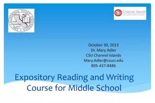 Expository Reading and Writing Course for Middle School