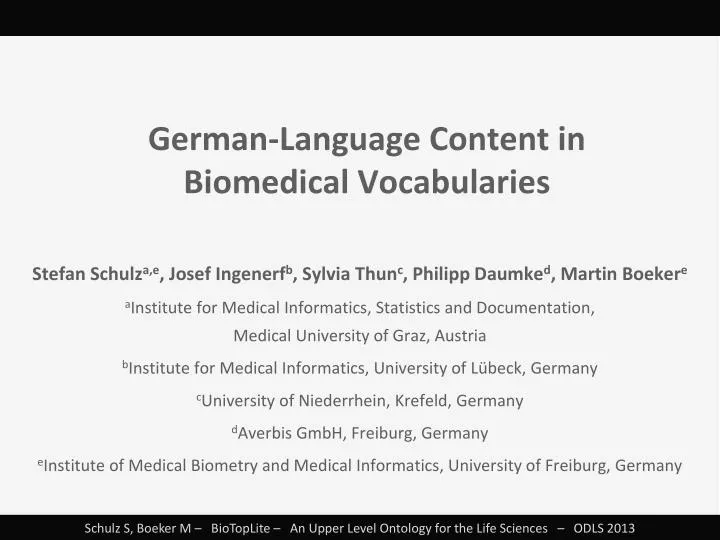 german language content in biomedical vocabularies