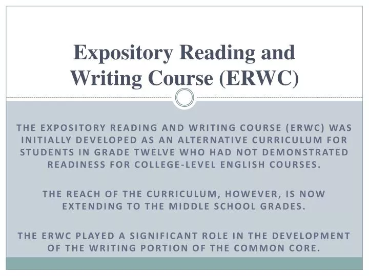expository reading and writing course erwc