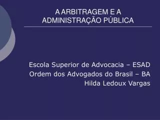 a arbitragem e a administra o p blica