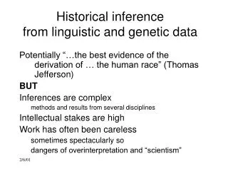 Historical inference from linguistic and genetic data