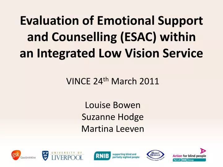 evaluation of emotional support and counselling esac within an integrated low vision service