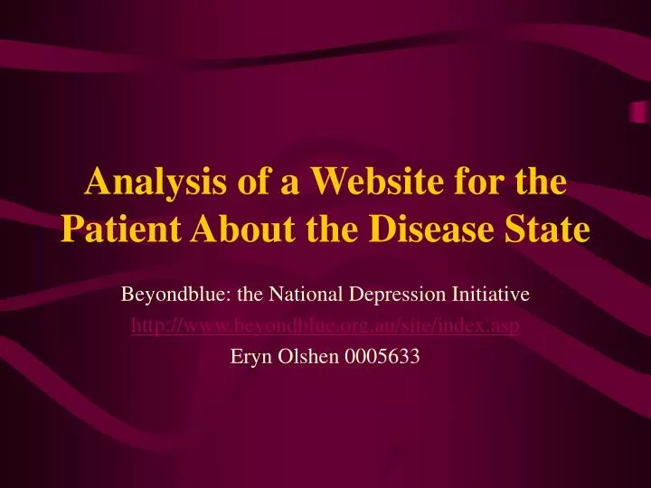analysis of a website for the patient about the disease state