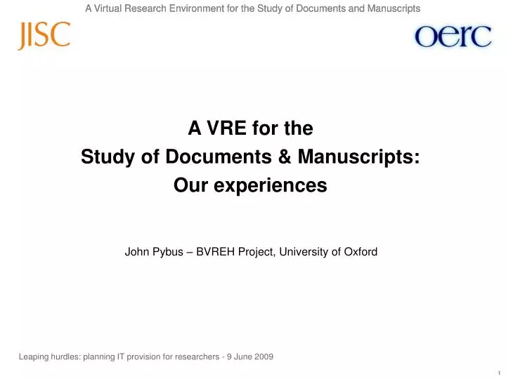 john pybus bvreh project university of oxford