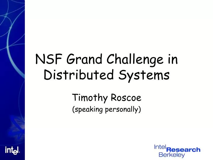 nsf grand challenge in distributed systems