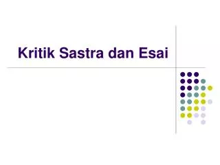 kritik sastra dan esai