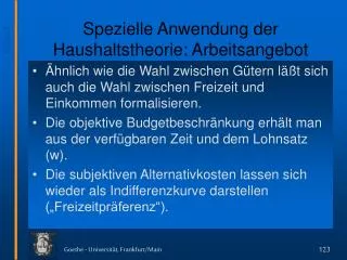 spezielle anwendung der haushaltstheorie arbeitsangebot