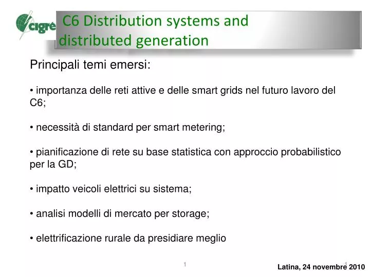 c6 distribution systems and distributed generation