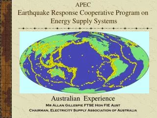 APEC Earthquake Response Cooperative Program on Energy Supply Systems