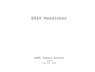 EH&amp;S Readiness