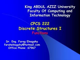 Dr. Eng. Farag Elnagahy farahelnagahy@hotmail Office Phone: 67967