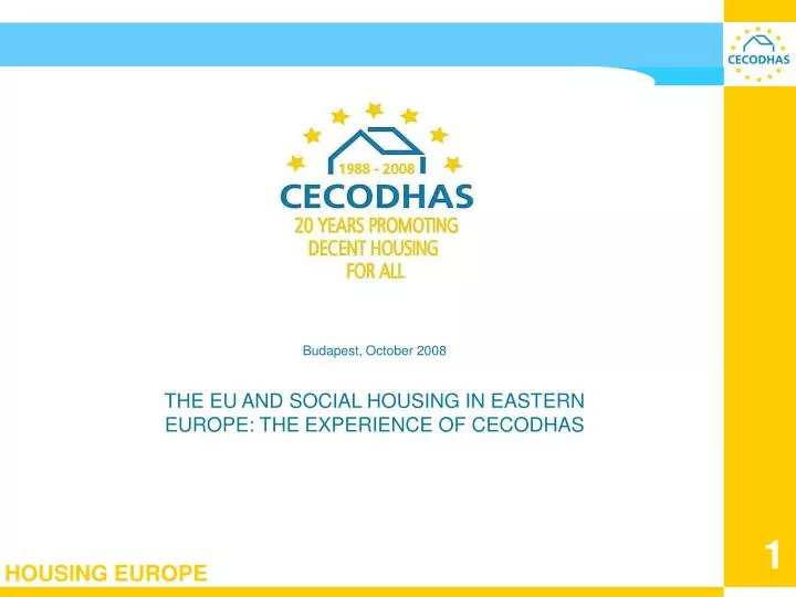 cecodhas european liaison committee for social housing august 2008