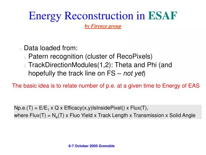 energy reconstruction in esaf by firenze group