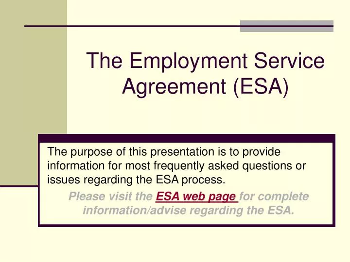 the employment service agreement esa