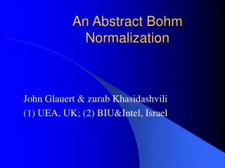 An Abstract Bohm Normalization