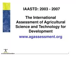 IAASTD: 2003 - 2007