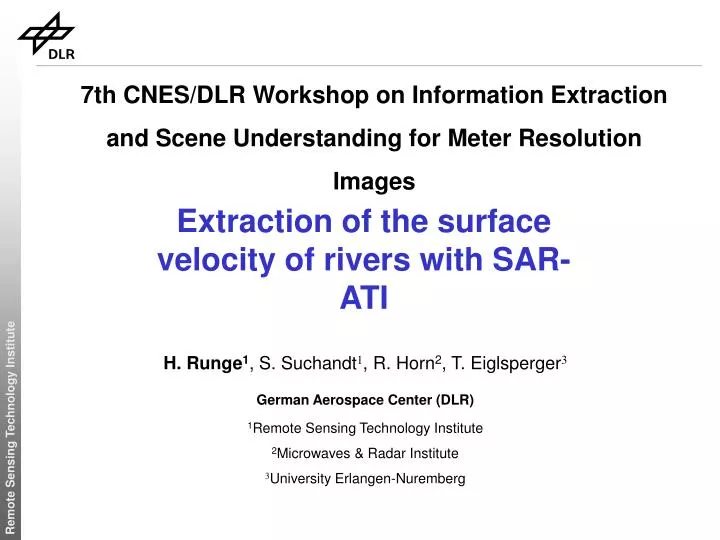 extraction of the surface velocity of rivers with sar ati