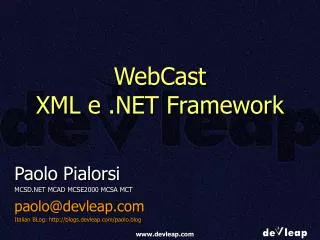 WebCast XML e .NET Framework