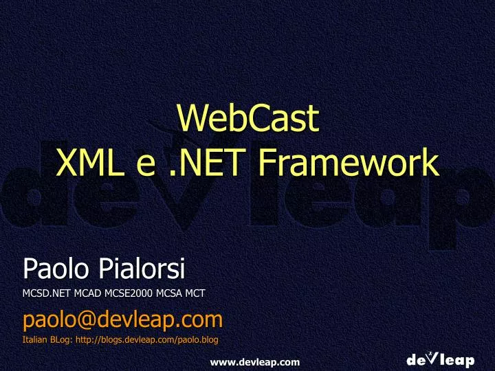 webcast xml e net framework