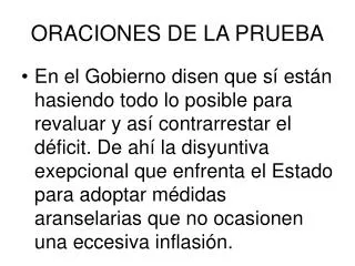 oraciones de la prueba