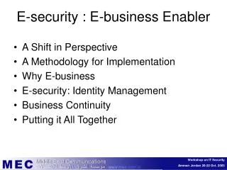 E-security : E-business Enabler