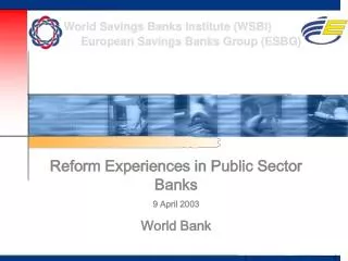 Reform Experiences in Public Sector Banks 9 April 2003 World Bank