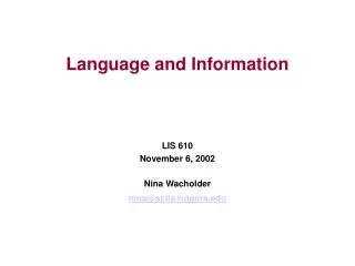 Language and Information