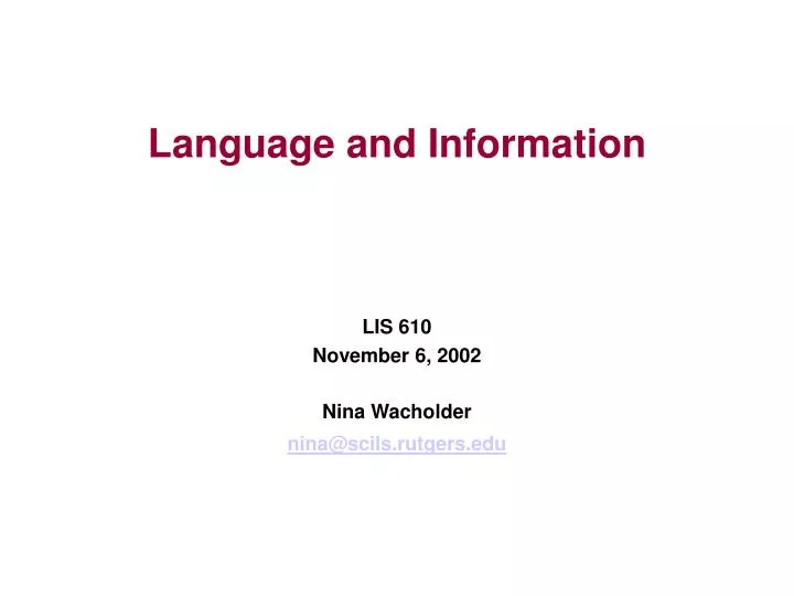 language and information