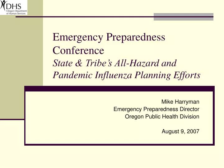 emergency preparedness conference state tribe s all hazard and pandemic influenza planning efforts