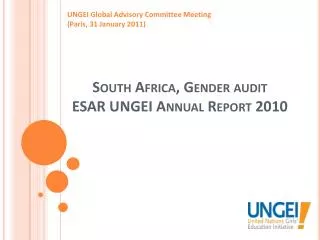 South Africa, Gender audit ESAR UNGEI Annual Report 2010