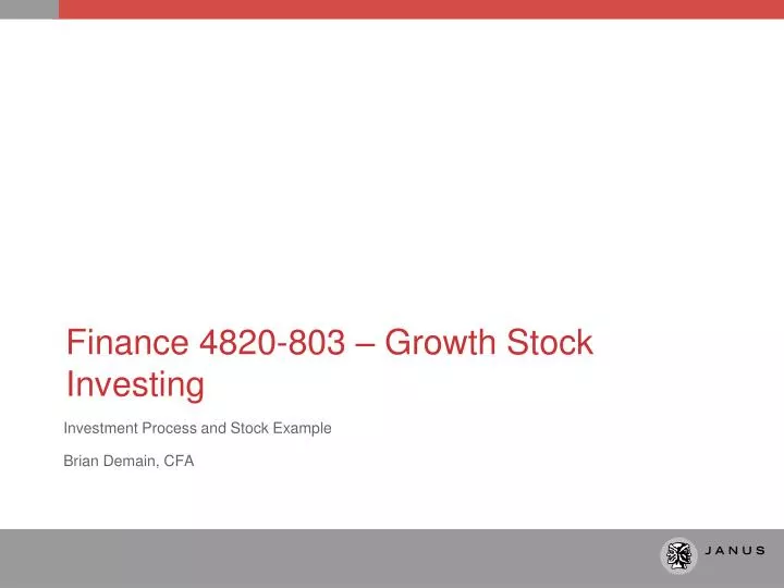 finance 4820 803 growth stock investing