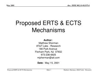 Proposed ERTS &amp; ECTS Mechanisms