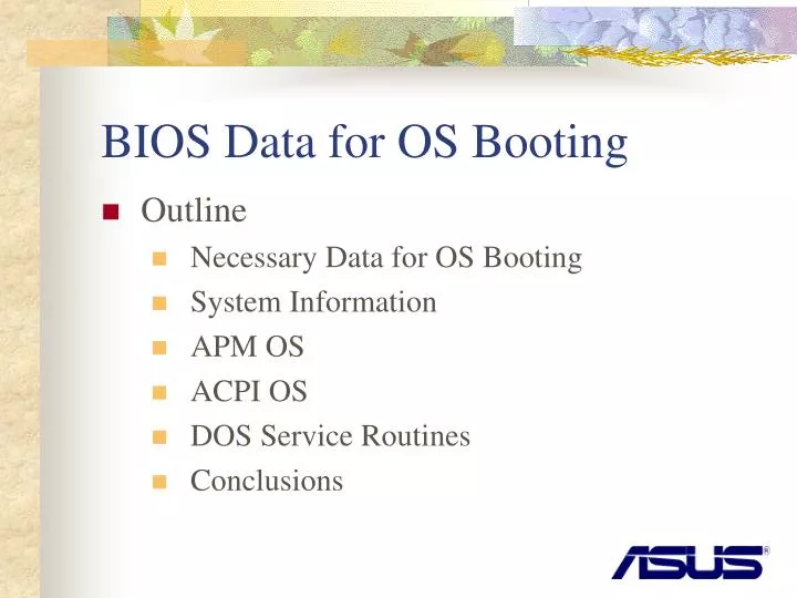 bios data for os booting