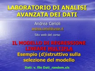 laboratorio di analisi avanzata dei dati