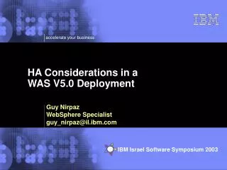 HA Considerations in a WAS V5.0 Deployment