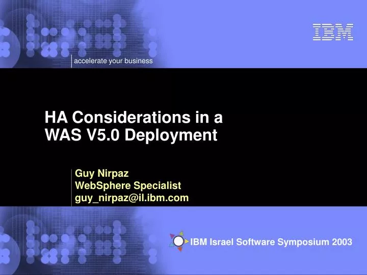 ha considerations in a was v5 0 deployment