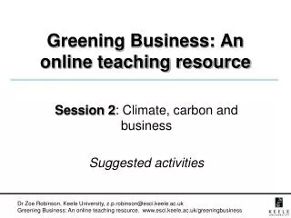 Greening Business: An online teaching resource