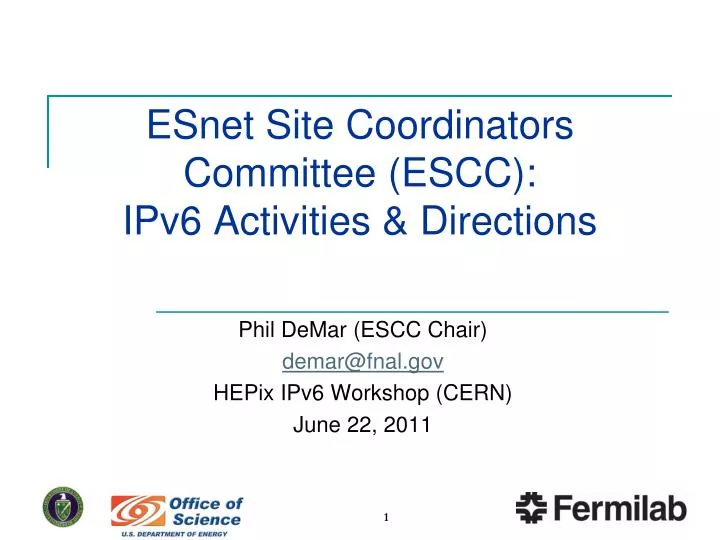 esnet site coordinators committee escc ipv6 activities directions