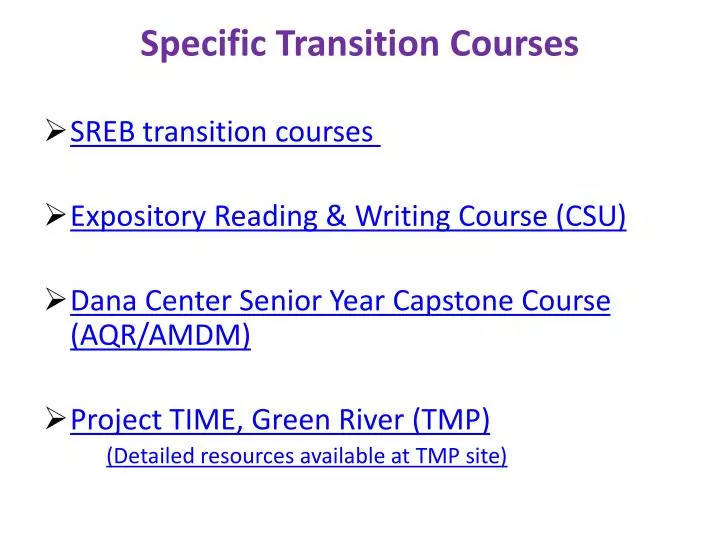 specific transition courses