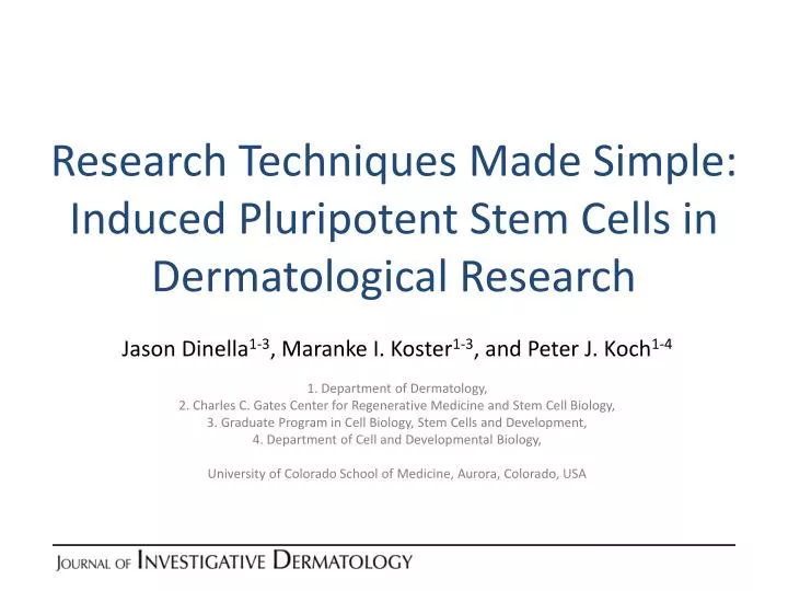 research techniques made simple induced pluripotent stem cells in dermatological research