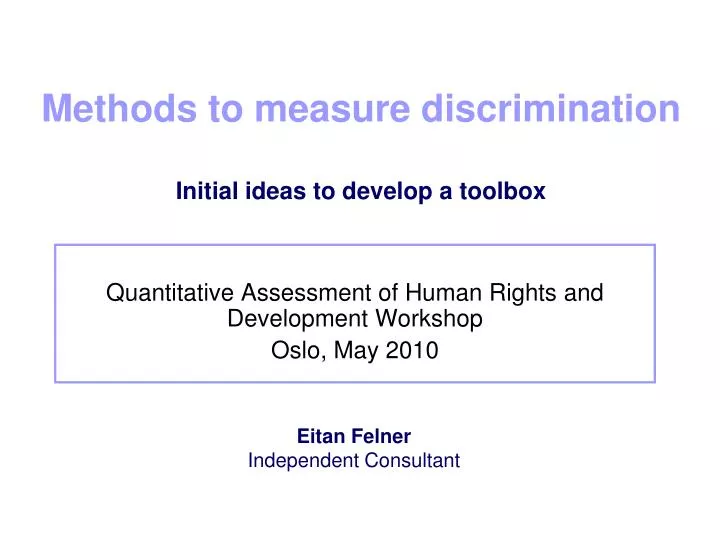 methods to measure discrimination initial ideas to develop a toolbox
