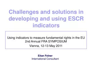 Challenges and solutions in developing and using ESCR indicators