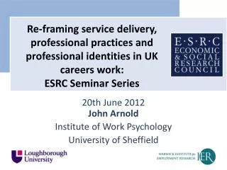 20th June 2012 John Arnold Institute of Work Psychology University of Sheffield