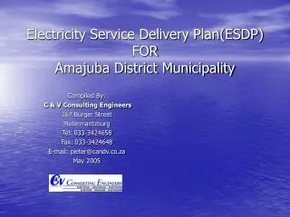 Electricity Service Delivery Plan(ESDP) FOR Amajuba District Municipality