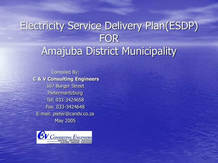 electricity service delivery plan esdp for amajuba district municipality